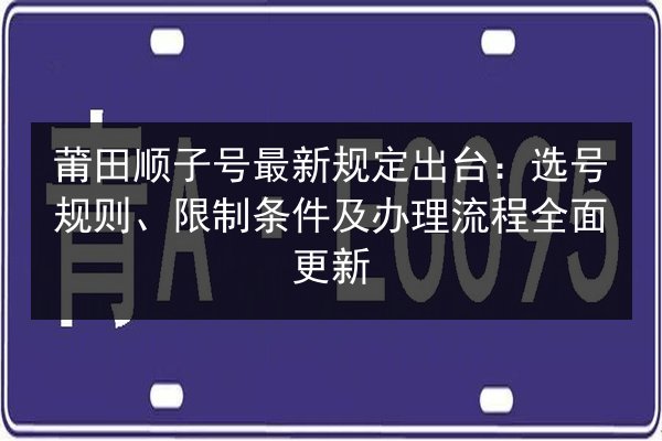 莆田顺子号最新规定出台：选号规则、限制条件及办理流程全面更新