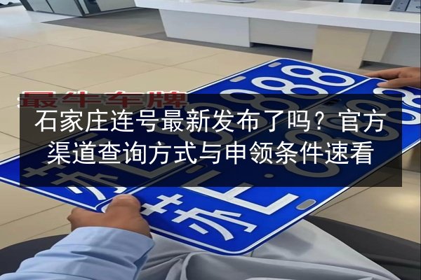 石家庄连号最新发布了吗？官方渠道查询方式与申领条件速看