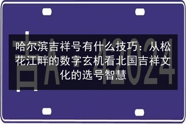 哈尔滨吉祥号有什么技巧：从松花江畔的数字玄机看北国吉祥文化的选号智慧