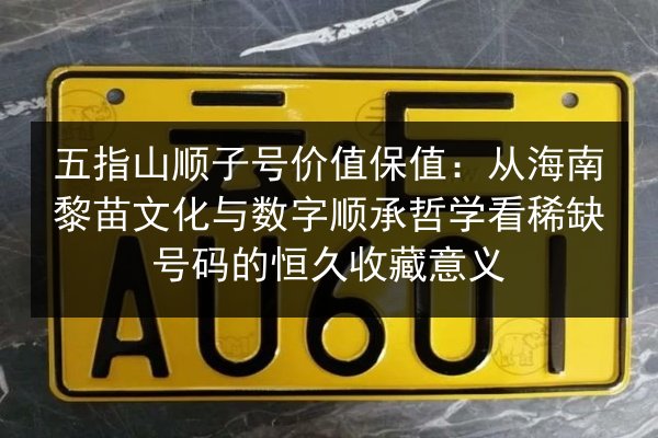五指山顺子号价值保值:从海南黎苗文化与数字顺承哲学看稀缺号码的恒久收藏意义 第2张 五指山顺子号价值保值:从海南黎苗文化与数字顺承哲学看稀缺号码的恒久收藏意义 第2张