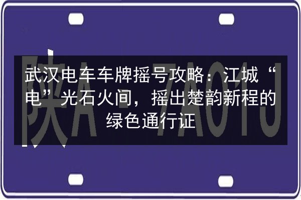 武汉电车车牌摇号攻略：江城“电”光石火间，摇出楚韵新程的绿色通行证