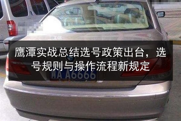 鹰潭实战总结选号政策出台，选号规则与操作流程新规定