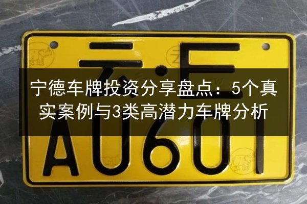 宁德车牌投资分享盘点：5个真实案例与3类高潜力车牌分析
