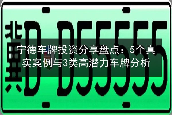 宁德车牌投资分享盘点:5个真实案例与3类高潜力车牌分析 第3张 宁德车牌投资分享盘点:5个真实案例与3类高潜力车牌分析 第3张
