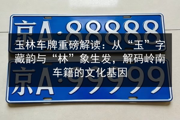 玉林车牌重磅解读：从“玉”字藏韵与“林”象生发，解码岭南车籍的文化基因