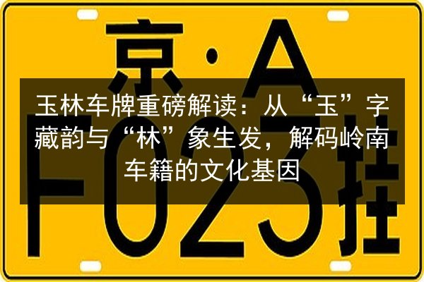 玉林车牌重磅解读:从“玉”字藏韵与“林”象生发,解码岭南车籍的文化基因 第2张 玉林车牌重磅解读:从“玉”字藏韵与“林”象生发,解码岭南车籍的文化基因 第2张