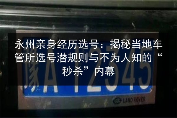 永州亲身经历选号:揭秘当地车管所选号潜规则与不为人知的“秒杀”内幕 第3张 永州亲身经历选号:揭秘当地车管所选号潜规则与不为人知的“秒杀”内幕 第3张