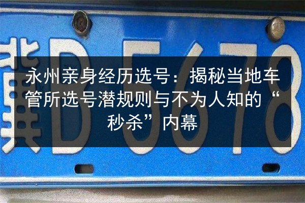 永州亲身经历选号:揭秘当地车管所选号潜规则与不为人知的“秒杀”内幕 第4张 永州亲身经历选号:揭秘当地车管所选号潜规则与不为人知的“秒杀”内幕 第4张
