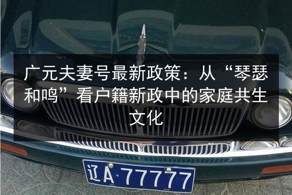 广元夫妻号最新政策：从“琴瑟和鸣”看户籍新政中的家庭共生文化