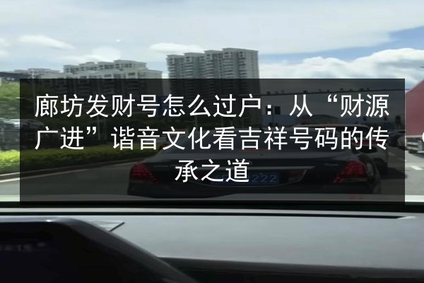 廊坊发财号怎么过户:从“财源广进”谐音文化看吉祥号码的传承之道 第2张 廊坊发财号怎么过户:从“财源广进”谐音文化看吉祥号码的传承之道 第2张