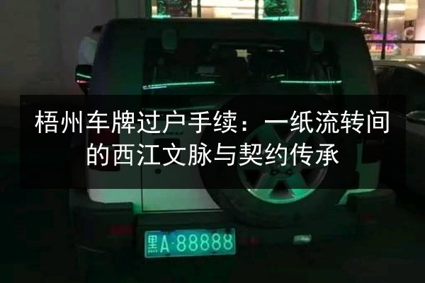 梧州车牌过户手续:一纸流转间的西江文脉与契约传承 第2张 梧州车牌过户手续:一纸流转间的西江文脉与契约传承 第2张