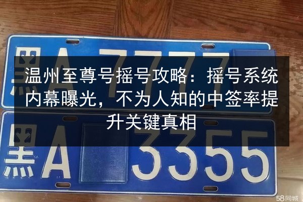 温州至尊号摇号攻略:摇号系统内幕曝光,不为人知的中签率提升关键真相 第3张 温州至尊号摇号攻略:摇号系统内幕曝光,不为人知的中签率提升关键真相 第3张