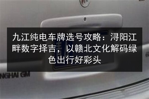 九江纯电车牌选号攻略：浔阳江畔数字择吉，以赣北文化解码绿色出行好彩头