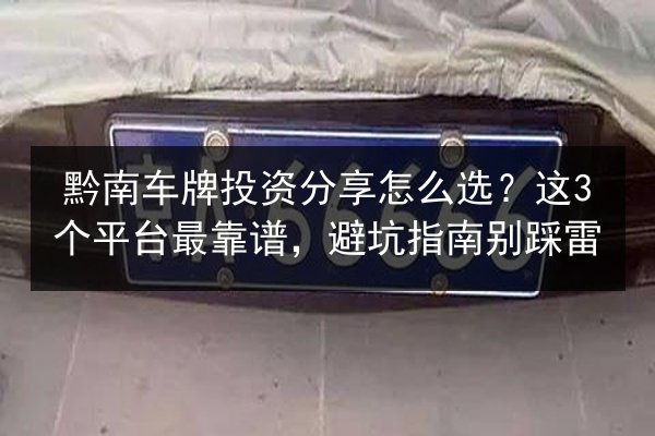 黔南车牌投资分享怎么选？这3个平台最靠谱，避坑指南别踩雷