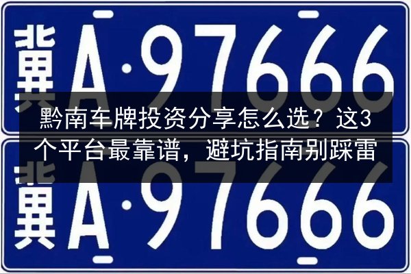 黔南车牌投资分享怎么选?这3个平台最靠谱,避坑指南别踩雷 第3张 黔南车牌投资分享怎么选?这3个平台最靠谱,避坑指南别踩雷 第3张