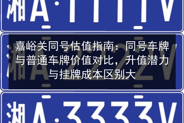 嘉峪关同号估值指南：同号车牌与普通车牌价值对比，升值潜力与挂牌成本区别大