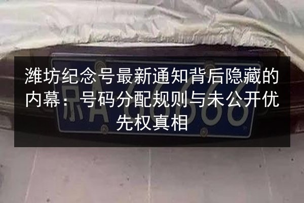 潍坊纪念号最新通知背后隐藏的内幕：号码分配规则与未公开优先权真相 第3张