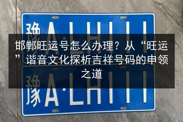 邯郸旺运号怎么办理?从“旺运”谐音文化探析吉祥号码的申领之道 第2张 邯郸旺运号怎么办理?从“旺运”谐音文化探析吉祥号码的申领之道 第2张
