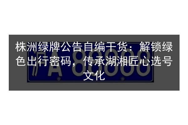 株洲绿牌公告自编干货:解锁绿色出行密码,传承湖湘匠心选号文化 第3张 株洲绿牌公告自编干货:解锁绿色出行密码,传承湖湘匠心选号文化 第3张