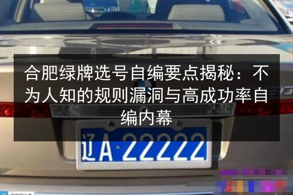 合肥绿牌选号自编要点揭秘：不为人知的规则漏洞与高成功率自编内幕 第3张