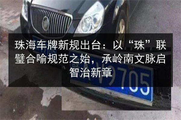 珠海车牌新规出台:以“珠”联璧合喻规范之始,承岭南文脉启智治新章 第3张 珠海车牌新规出台:以“珠”联璧合喻规范之始,承岭南文脉启智治新章 第3张