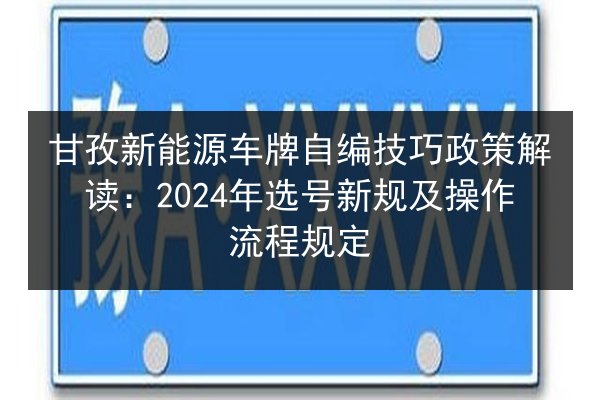 甘孜新能源车牌自编技巧政策解读：2024年选号新规及操作流程规定 第3张
