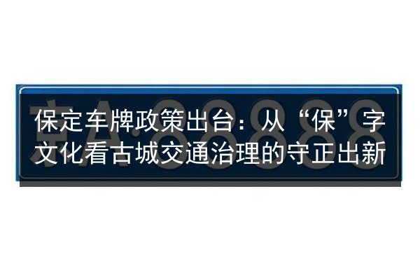 保定车牌政策出台:从“保”字文化看古城交通治理的守正出新 第3张 保定车牌政策出台:从“保”字文化看古城交通治理的守正出新 第3张