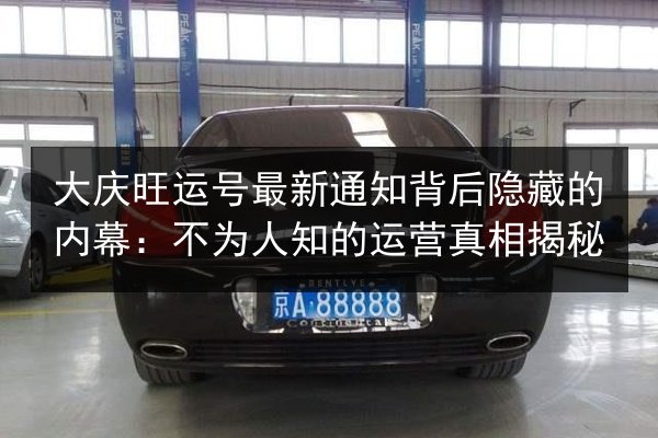 大庆旺运号最新通知背后隐藏的内幕:不为人知的运营真相揭秘 第2张 大庆旺运号最新通知背后隐藏的内幕:不为人知的运营真相揭秘 第2张