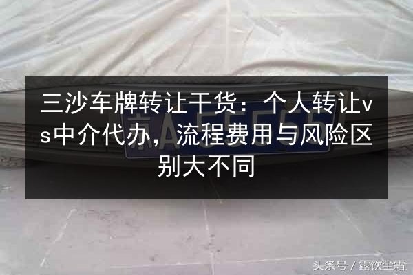 三沙车牌转让干货：个人转让vs中介代办，流程费用与风险区别大不同