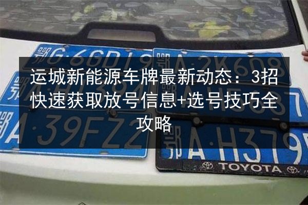 运城新能源车牌最新动态：3招快速获取放号信息+选号技巧全攻略