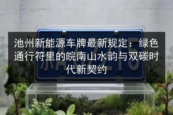 池州新能源车牌最新规定：绿色通行符里的皖南山水韵与双碳时代新契约