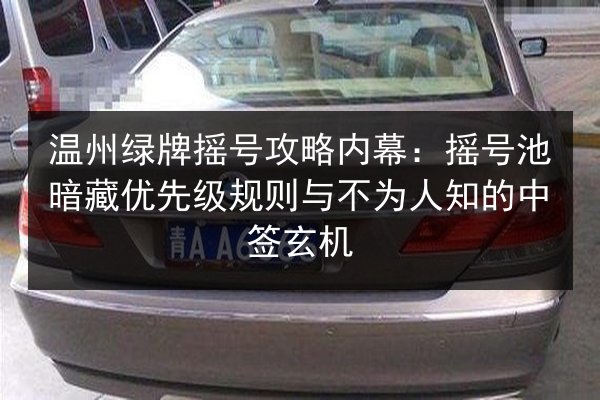 温州绿牌摇号攻略内幕:摇号池暗藏优先级规则与不为人知的中签玄机 第3张 温州绿牌摇号攻略内幕:摇号池暗藏优先级规则与不为人知的中签玄机 第3张