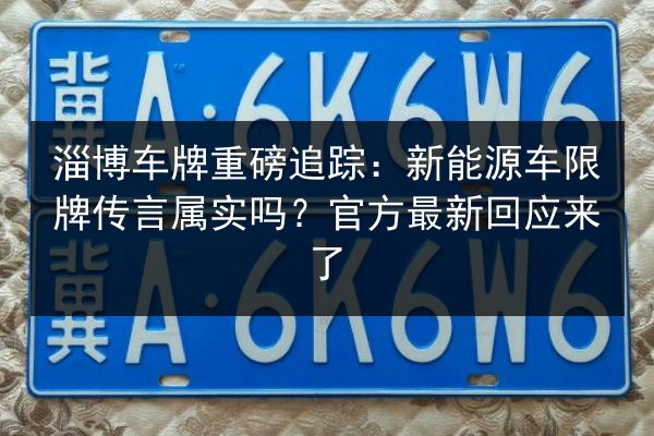 淄博车牌重磅追踪：新能源车限牌传言属实吗？官方最新回应来了