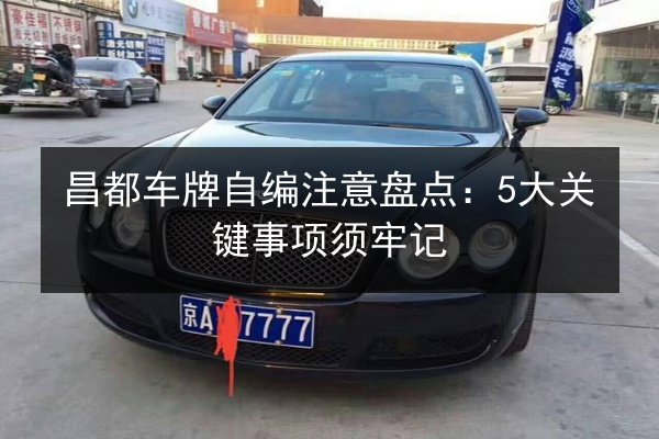 昌都车牌自编注意盘点：5大关键事项须牢记