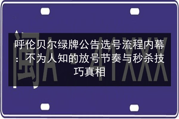 呼伦贝尔绿牌公告选号流程内幕:不为人知的放号节奏与秒杀技巧真相 第2张 呼伦贝尔绿牌公告选号流程内幕:不为人知的放号节奏与秒杀技巧真相 第2张