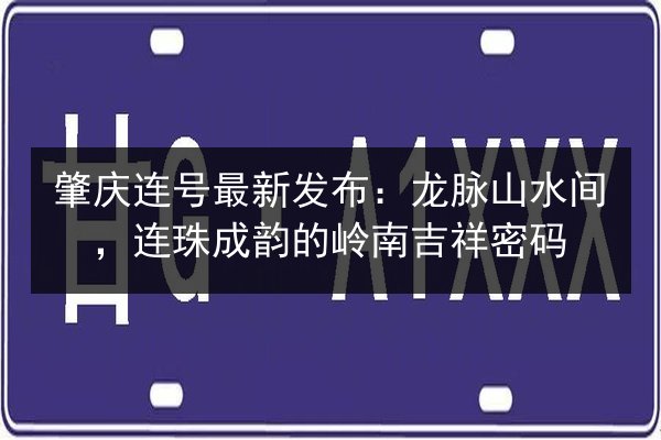 肇庆连号最新发布：龙脉山水间，连珠成韵的岭南吉祥密码 第3张