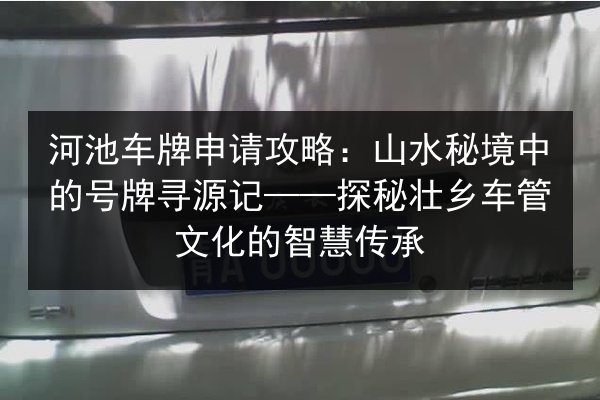 河池车牌申请攻略：山水秘境中的号牌寻源记——探秘壮乡车管文化的智慧传承