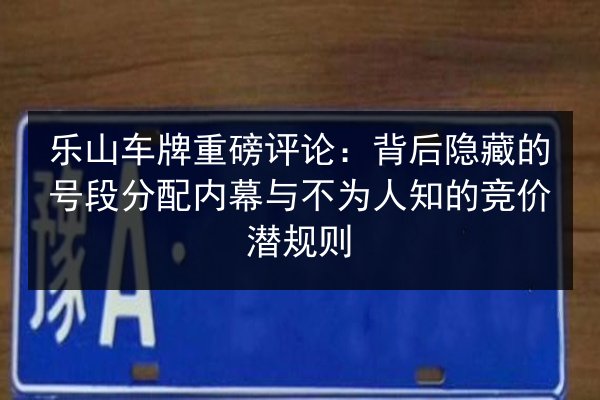 乐山车牌重磅评论：背后隐藏的号段分配内幕与不为人知的竞价潜规则