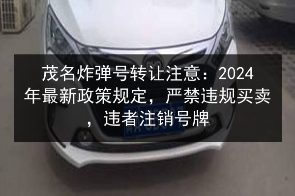 茂名炸弹号转让注意：2024年最新政策规定，严禁违规买卖，违者注销号牌 第2张