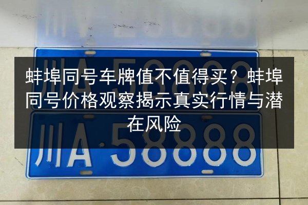 蚌埠同号车牌值不值得买？蚌埠同号价格观察揭示真实行情与潜在风险 第3张