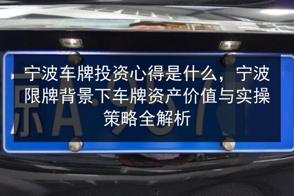 宁波车牌投资心得是什么，宁波限牌背景下车牌资产价值与实操策略全解析