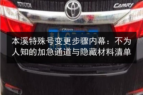 本溪特殊号变更步骤内幕：不为人知的加急通道与隐藏材料清单