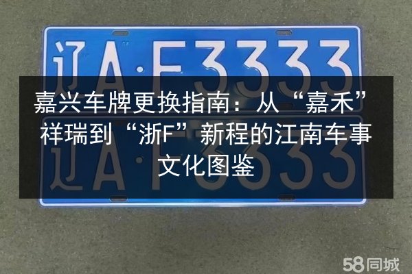 嘉兴车牌更换指南：从“嘉禾”祥瑞到“浙F”新程的江南车事文化图鉴