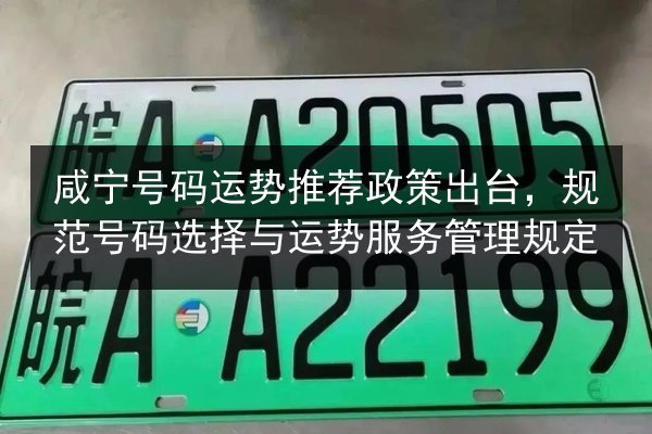 咸宁号码运势推荐政策出台，规范号码选择与运势服务管理规定