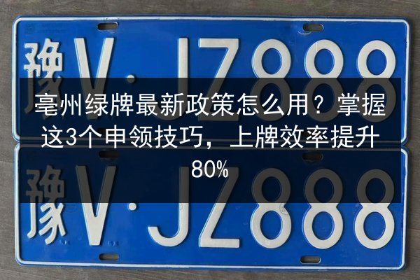亳州绿牌最新政策怎么用？掌握这3个申领技巧，上牌效率提升80% 第2张