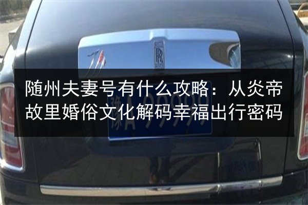 随州夫妻号有什么攻略：从炎帝故里婚俗文化解码幸福出行密码