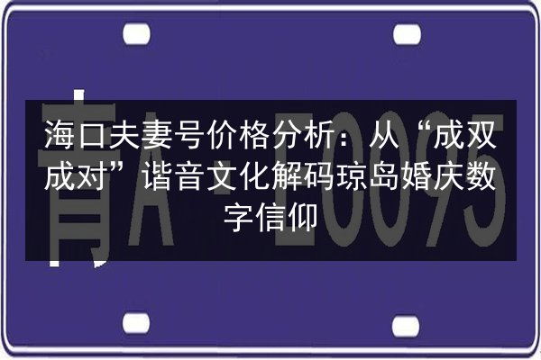 海口夫妻号价格分析：从“成双成对”谐音文化解码琼岛婚庆数字信仰