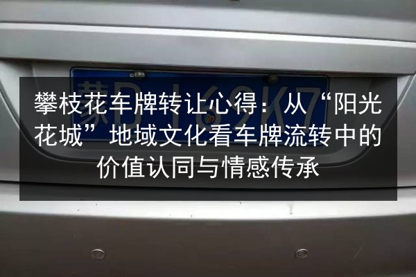 攀枝花车牌转让心得：从“阳光花城”地域文化看车牌流转中的价值认同与情感传承