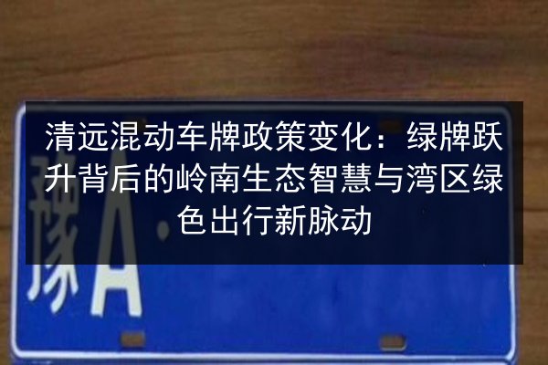 清远混动车牌政策变化:绿牌跃升背后的岭南生态智慧与湾区绿色出行新脉动 第2张 清远混动车牌政策变化:绿牌跃升背后的岭南生态智慧与湾区绿色出行新脉动 第2张