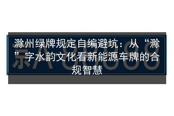 滁州绿牌规定自编避坑:从“滁”字水韵文化看新能源车牌的合规智慧 第3张 滁州绿牌规定自编避坑:从“滁”字水韵文化看新能源车牌的合规智慧 第3张